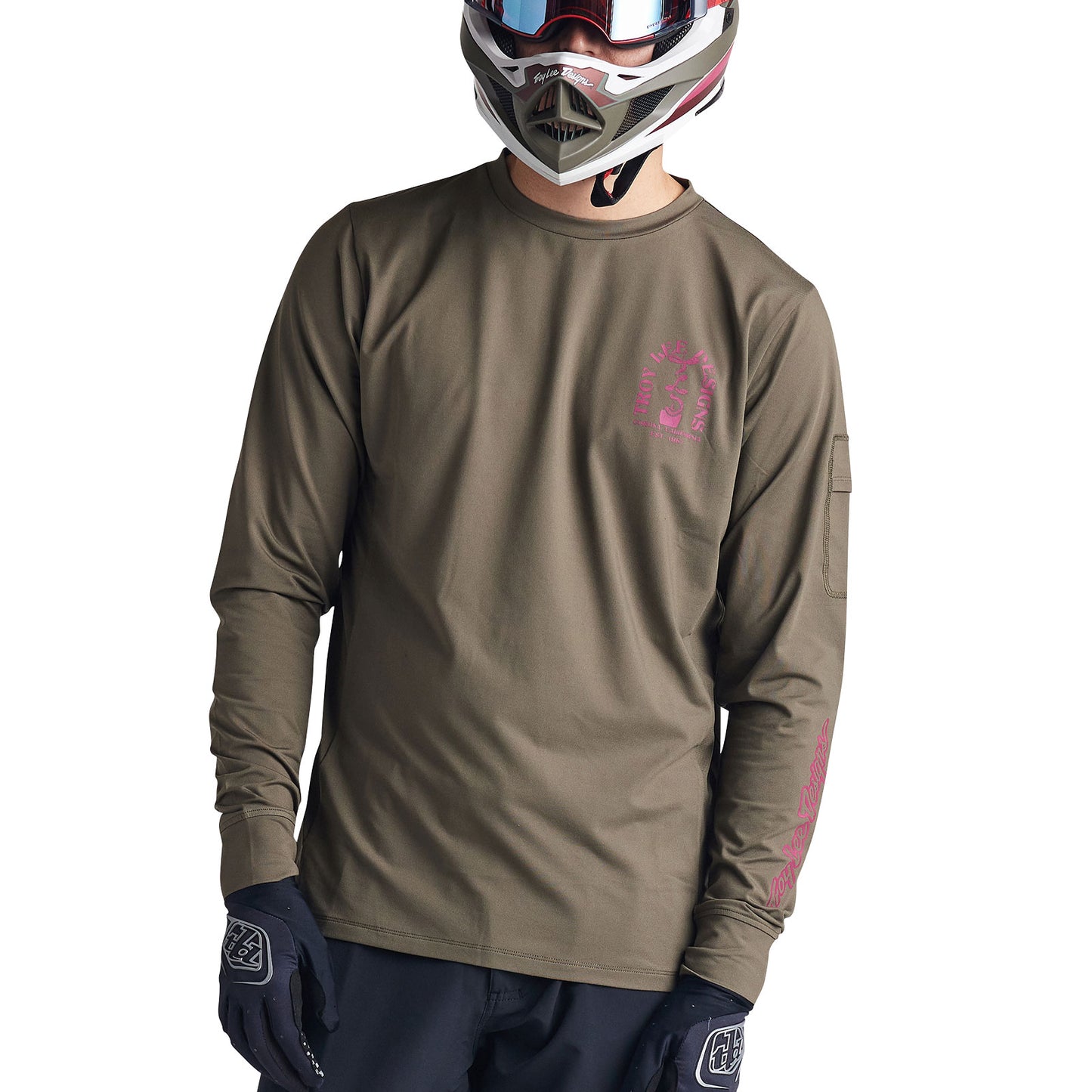 Ruckus Long Sleeve Ride Tee Fangs Olive