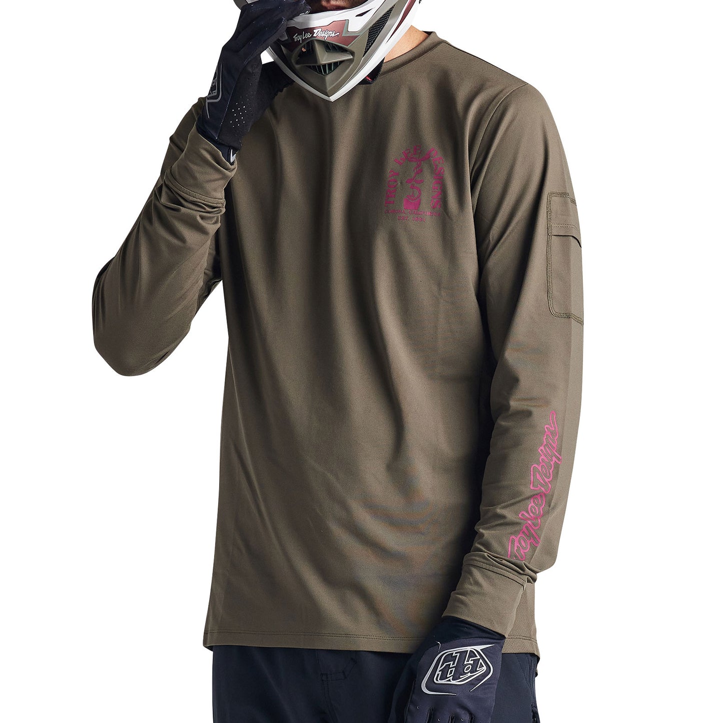 Ruckus Long Sleeve Ride Tee Fangs Olive