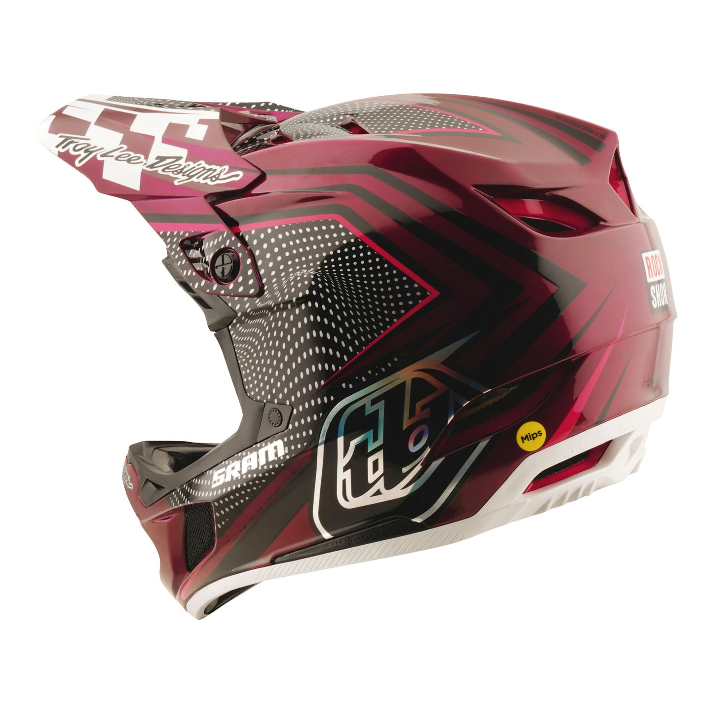 D4 Carbon Helmet W/MIPS Troy Lee Designs X SRAM Radioscape Black / Berry
