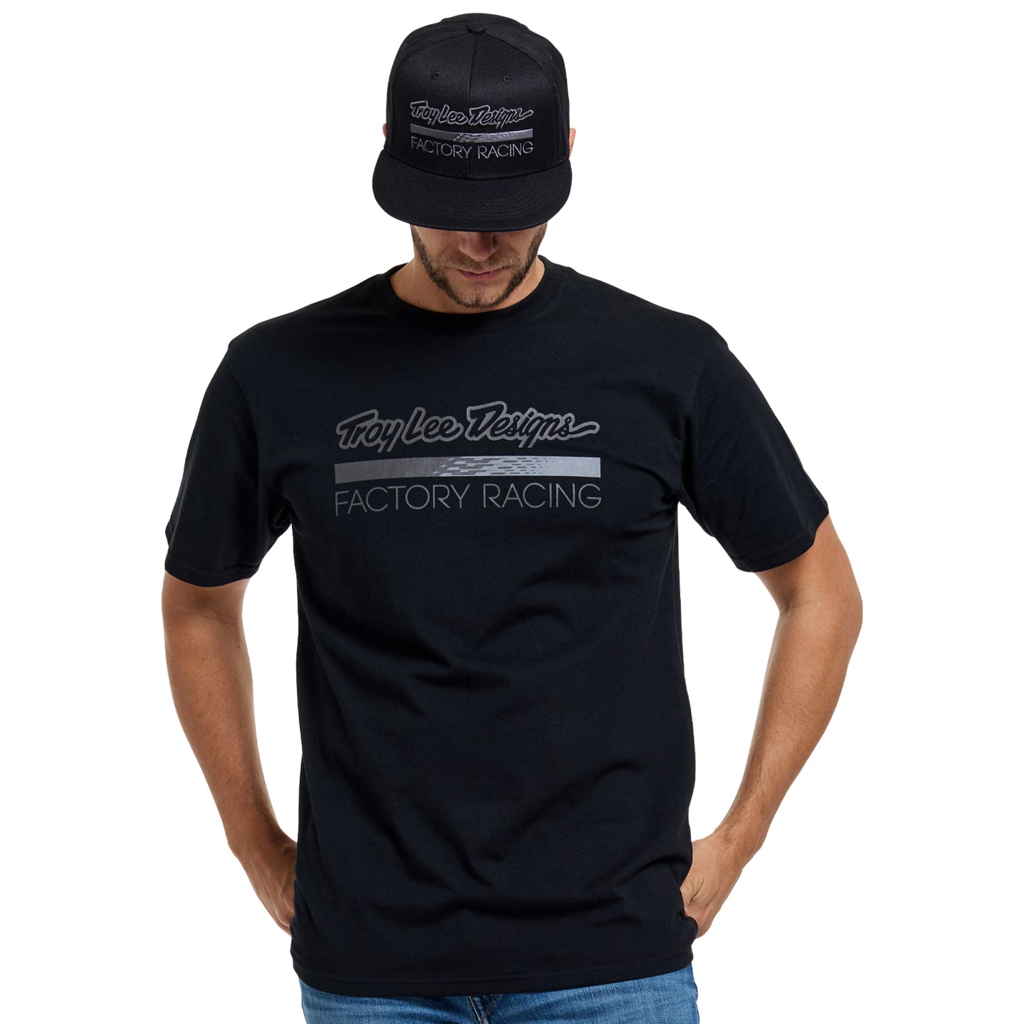Short Sleeve Tee Troy Lee Designs Factory Racing Black Heather / Gray