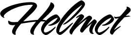 helmet text in cursive