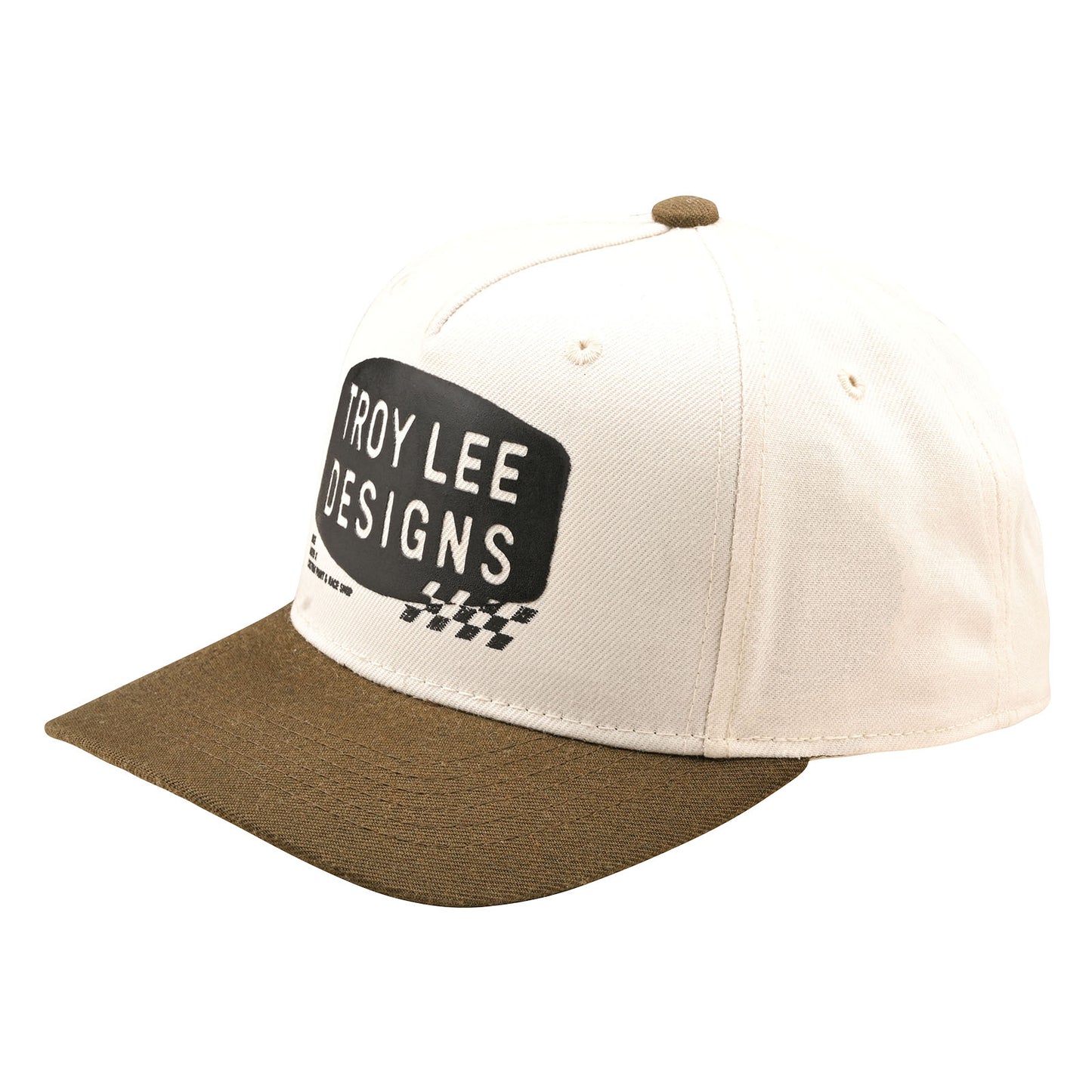 Curved Snapback Hat Stamp Vintage White / Olive