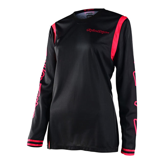Womens GP Jersey Mono Black / Flo Red